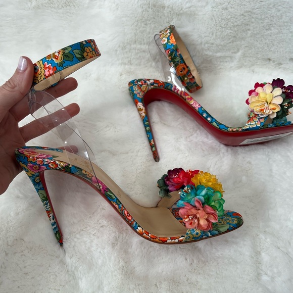 Christian Louboutin ARIELITA Floral Heel Size 38.5 - Picture 6 of 11